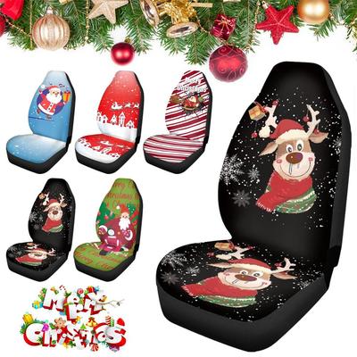 Cartoon Weihnachtsmann Weihnachtsautositzbezüge Universal Autos LKWs Passform Dekor Limousine SUV Feiertag 2 Auto Meistens Bezug Vorne Stück U8Z0