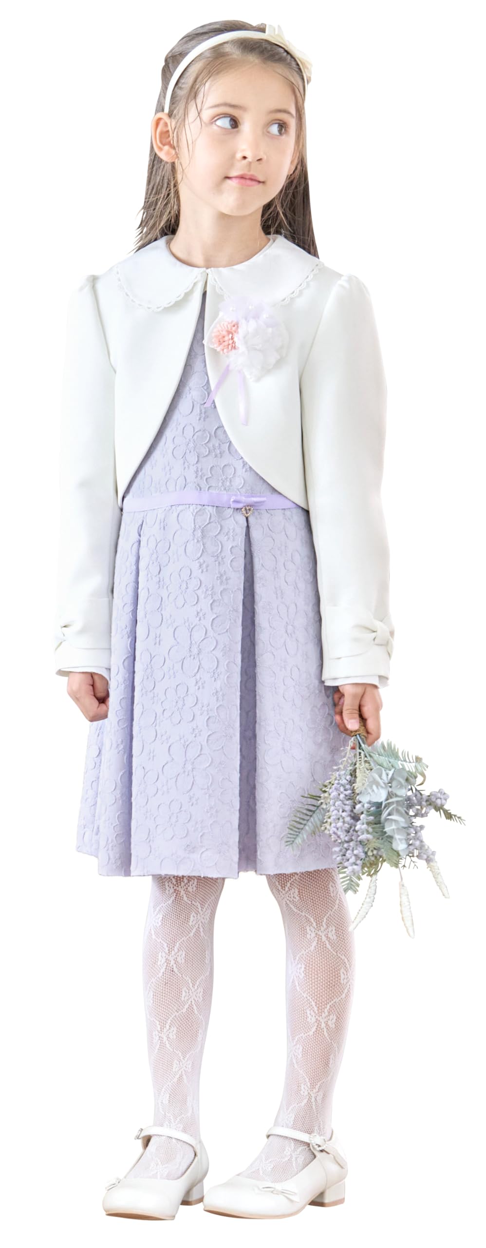 

Костюм для поступления в школу, выпускного, формальный, ангельский набор: платье-болеро, лента сзади, 130 см [Arisana] Церемония для девочек, Церемония, Детская одежда, лиловый