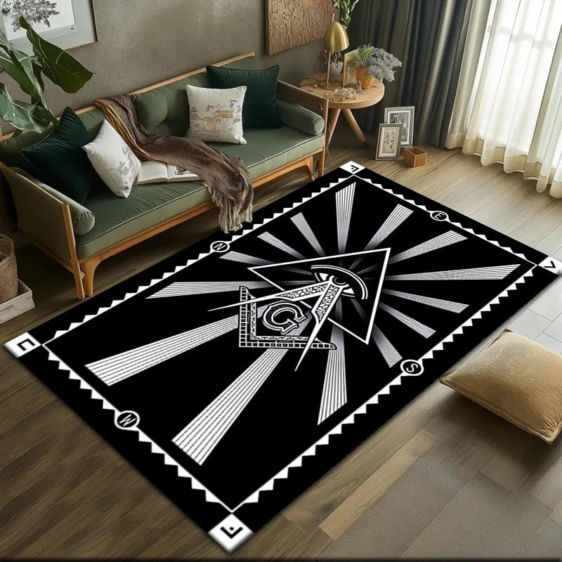2026 New Style Shining All-Seeing Eye Freemason Carpet Rug for Living Room Bedroom Home Sofa Decoration,Kids play Non-slip Floor Mat