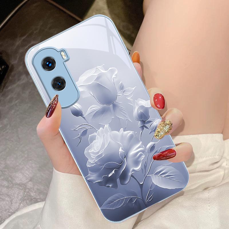 Flower Bud Rose Pink For Honor 200 90 8X 9X Pro Lite P50 P40 Nova 10 11i P60 Magic4 6 Mate 20 50 Tempered Glass Phone Case