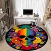 1pc Skull Flowers Chair Carpet for Office, Round Non Slip Durable Large Size Office Carpet, Suitable for Office