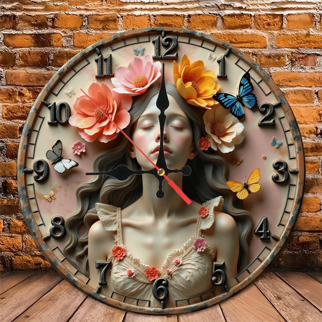 Durable Crystal 25x25cm Wood Wall Clock with Shatter-Resistant Cover