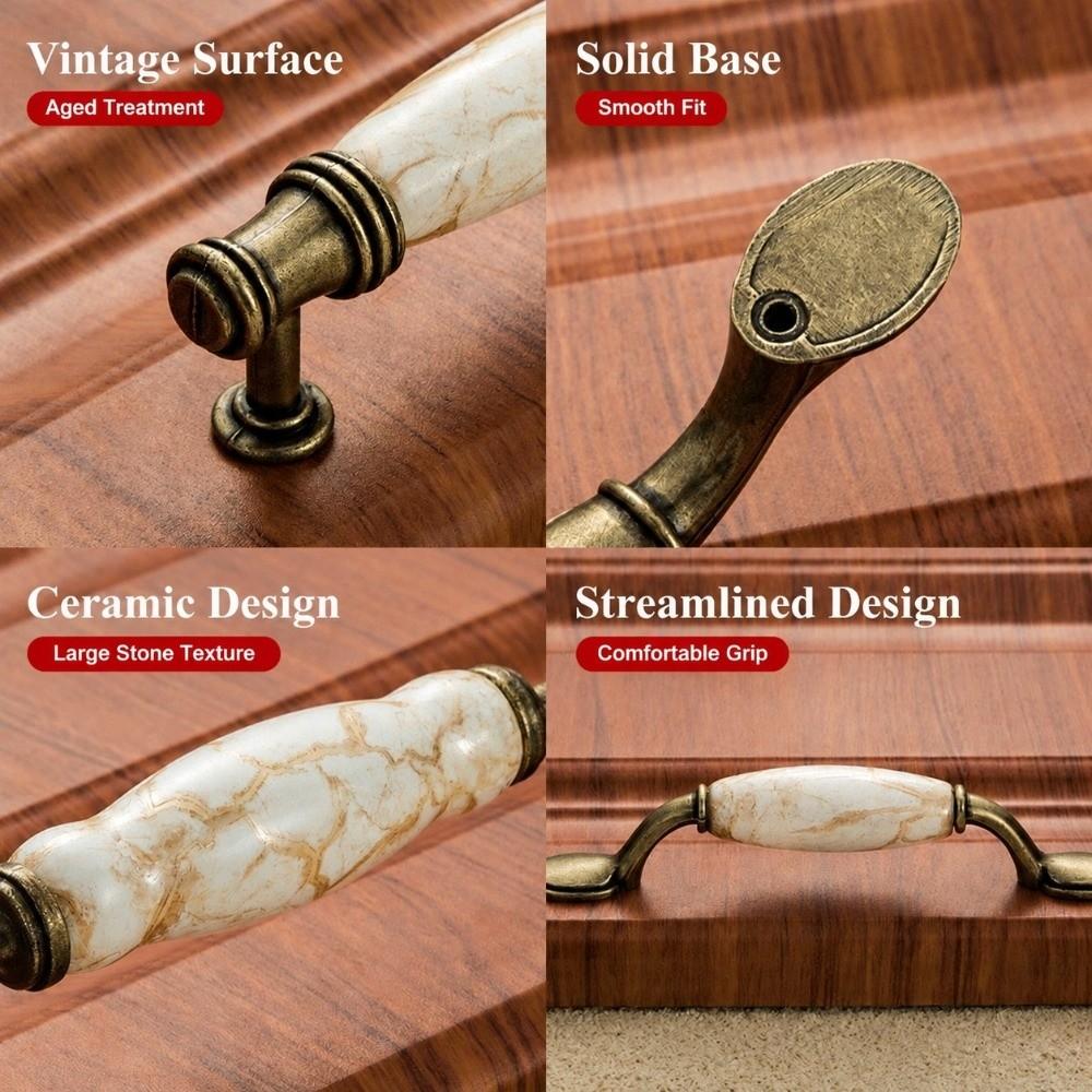 Marble Vein Ceramic Cabinet Knobs Antique Crack Door Knobs Vintage Wardrobe Handles Cabinet Doors