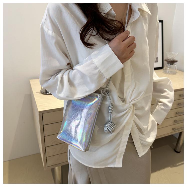 

Women s bag premium silver mini mobile phone bag 2025 new trendy summer versatile chain small bag shoulder messenger bag