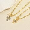 European and American Women's Jewelry Personalized Paperclip Design Cross Necklace Versatile High Sense Pendant Collarbone Chain