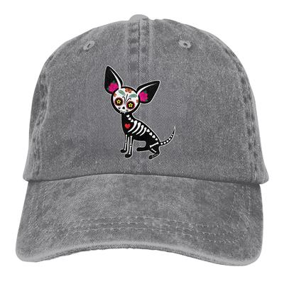 Adjustable Solid Color Baseball Cap Chihuahua Muerta Washed Cotton Mexican Sugar Skull Funny Sports Woman Hat