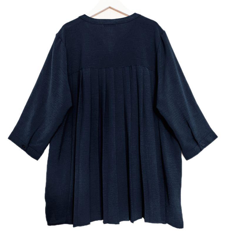 Trade Orders Exported To Japan Tail Goods Chiffon V-neck Open Three-Quarter Sleeve Shirt Women Solid Rear Organ Pleated Top Middle-aged Women Dress