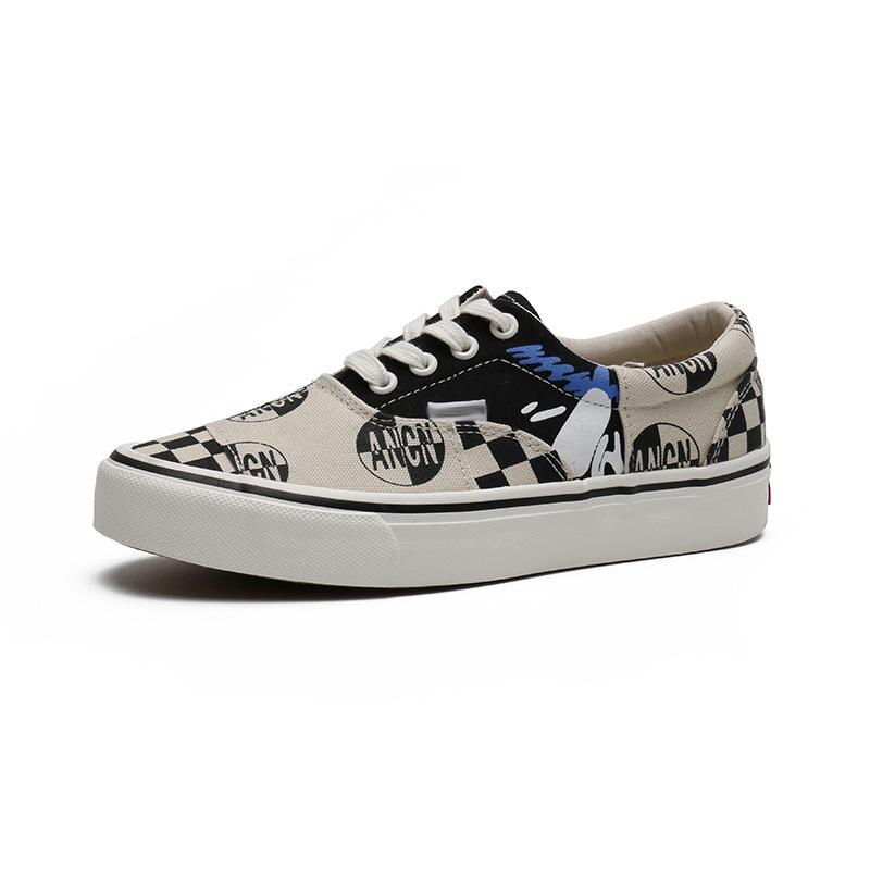 Herren Vulkanisierte Schuhe Frühling Herbst Neue Karomuster Canvas Schuhe Unisex Paarschuhe Lässige Retro Farbabstimmung Herren Freizeitschuhe