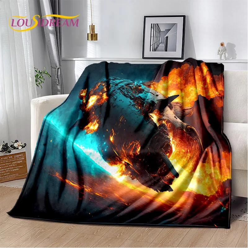 Spaceship  Spacecraft Universe UFO Blanket,Flannel Soft Throw Blanket for Home Bedroom Bed Sofa Picnic Office Hiking Kids Cover