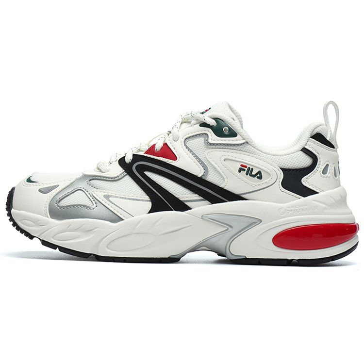 Fila Dolphin Fabric Synthetic Leather Lace-Up Low-Top Dad Sneakers Women Sneakers White Black Red F12W216109FWB