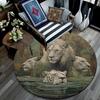 Lions Round Area Rug,Carpet Rug for Living Room Bedroom Sofa Playroom Decor,Non-slip Floor Mat