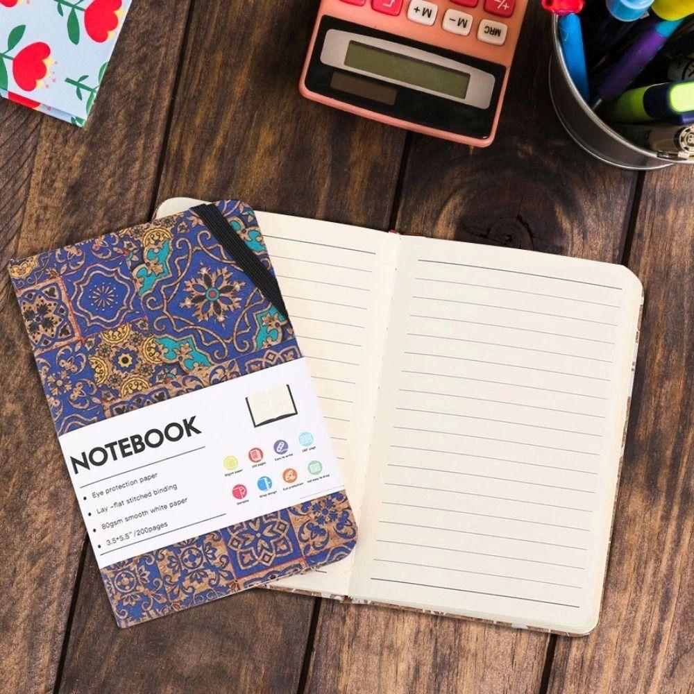 PU Leather A6 Notebook Printed Pattern Writing Book Portable Diary Book  Gift