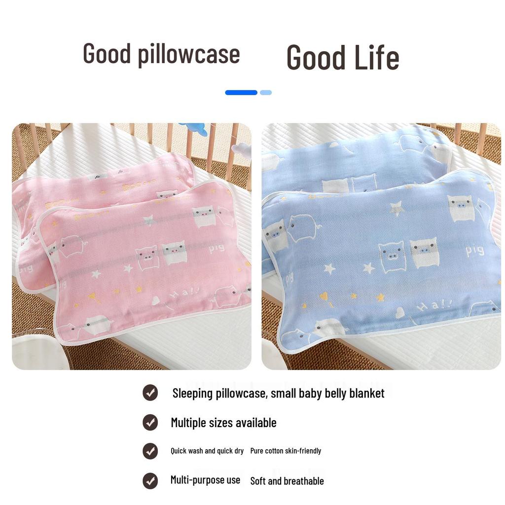 Pure Cotton Six-Layer Gauze Sweat-Absorbent Pillowcase for Adults and Kids, Class A Quality