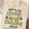 Lucky Drinking Cotton Shirt St Patricks Day Beer Mugs and Shamrock Oneck Printed Unisex Tops Funny Creative Lovely Women Tee