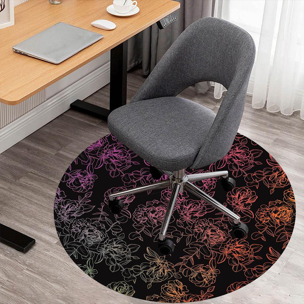

1pc Floral Pattern Round Chair mat Area Rug - Non-Slip, Floor Mat for Office, Bedroom, and Indoor Decor -1002101 80cm by 80cm