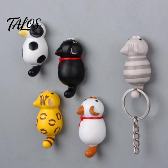 Easy Clean Fridge Magnets 3D Lying Cat Refrigerator Magnet, Cartoon Kitten Resin Animal Small Figurines Magnetic Decor for Whiteboard Cabinet Locker,