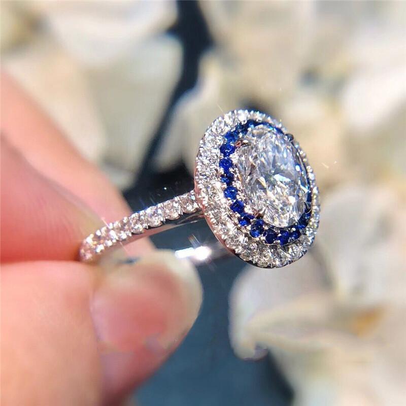 CopperShiny Oval Cubic Zirconia Ring For Women Engagement Wedding Luxury High Quality Fine Jewelry