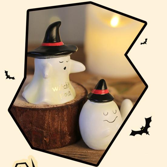 Yousheng Halloween Figure, Compact Resin Ghost Desktop Ornament, Halloween Decoration for Home Parties Window Holiday