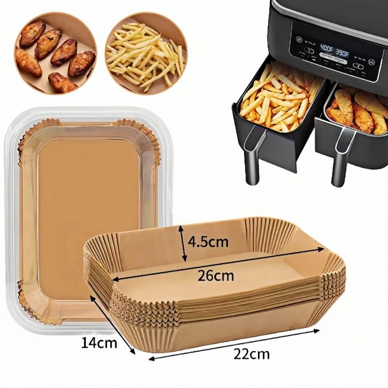 200 Pcs Air Fryer Parchment Paper Liners, 22×14cm Rectangular, Brown, Non-Stick Oil-Proof Baking Sheets