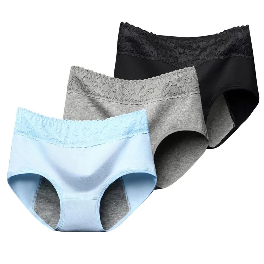 3 Pack Women Lace Cotton Panties Soft Breathable Comfortable Underwear Daily Briefs Panty Sets