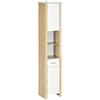 Tall Bathroom Cabinet In Particleboard with a Drawer, 2 Cabinets and 2 Adjustable Open Shelves, 37x30x184 Cm