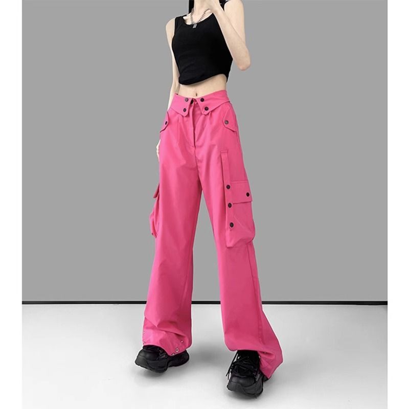 

Rose Red American Style Loose Straight Casual Working Pants Rose Red M [high quality]](95-110)