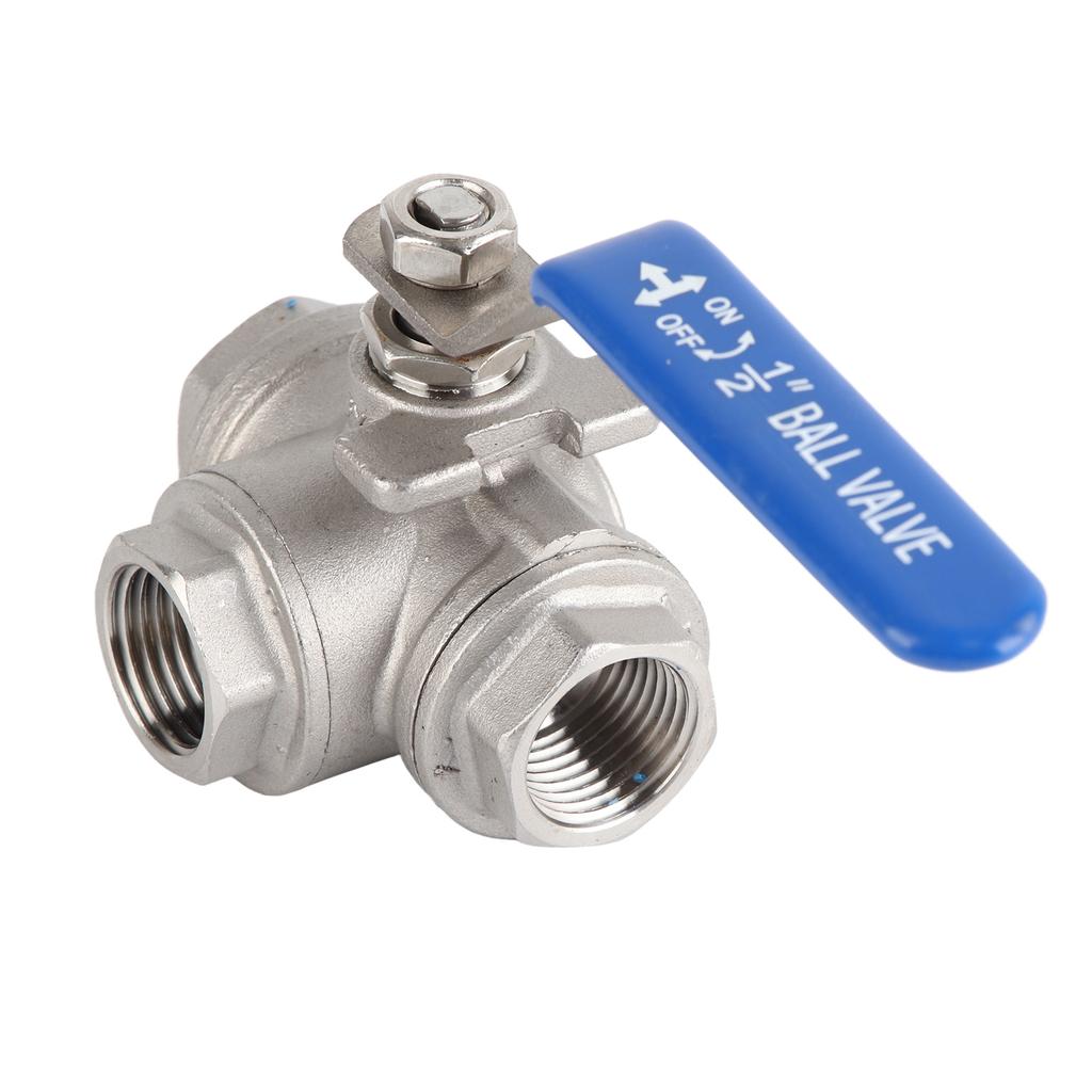 Stainless Steel SUS304 Pipe T Port Ball Valve Three Way Type Female Thread DN15