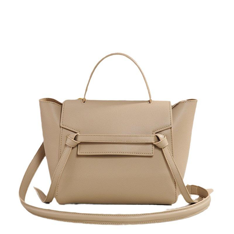 Damen Umhängetasche aus echtem Leder mit großem Fassungsvermögen - Wels-Design, geflügeltes Rindsleder, Smiley-Gesicht-Tasche