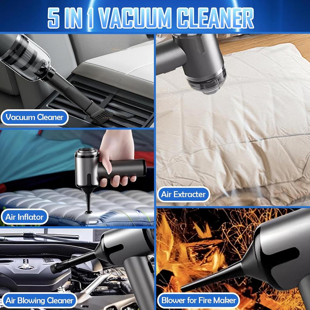 Handheld Car Air Vacuum Cleaner, 40000Pa Rechargeable Cordless Vacuum Cleaner Air Duster, High Power Mini Vacuum with Stainless Steel Filter, HEPA
