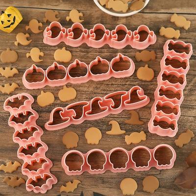 Pumpkin Halloween Cookies Cutters Ghost Bat Witch Hat Candy Biscuit Mold Fondant Embosser Stamp Halloween Party Cake Decor Tools