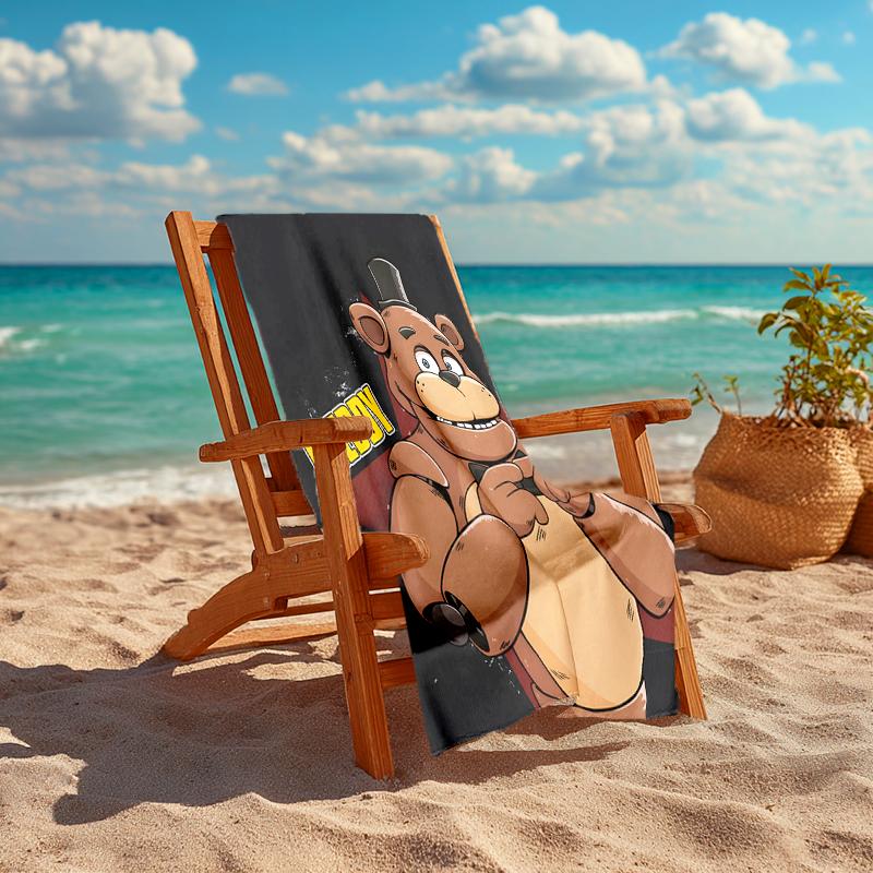 1pc Freddy Bear2 Beach Towel, Comfortable and Thick, and Swimming/Bath/Picnic/Camping Towel, Suitable for Seaside Beaches