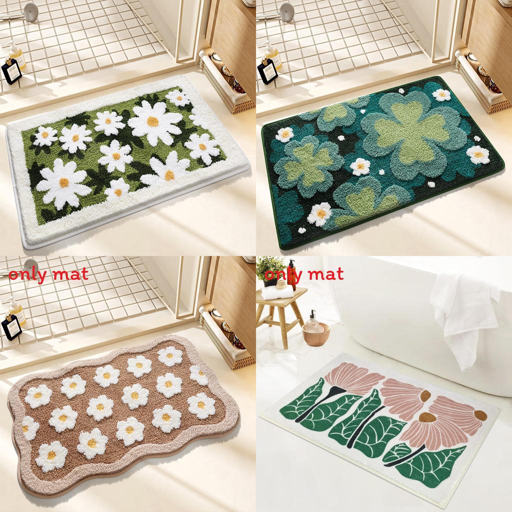 Sweet Flower Pattern Plush Absorbent Floor Mat Carpet For Home Use