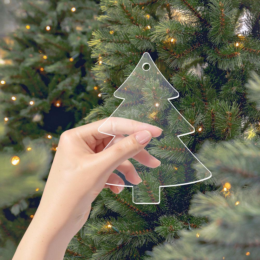 10PCS Transparent Acrylic Christmas Decoration Snowflake Drilled Holes Blank Acrylic DIY Painting Christmas Tree Pendant