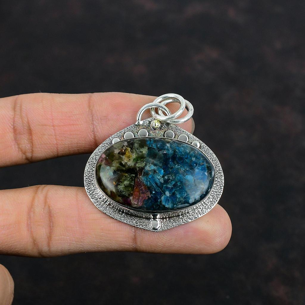 Copper Watermelon Tourmaline Pendant Very Pretty Gemstone Jewelry 925 Sterling Silver Pendant Handmade Pendant Watermelon Tourmaline Jewelry