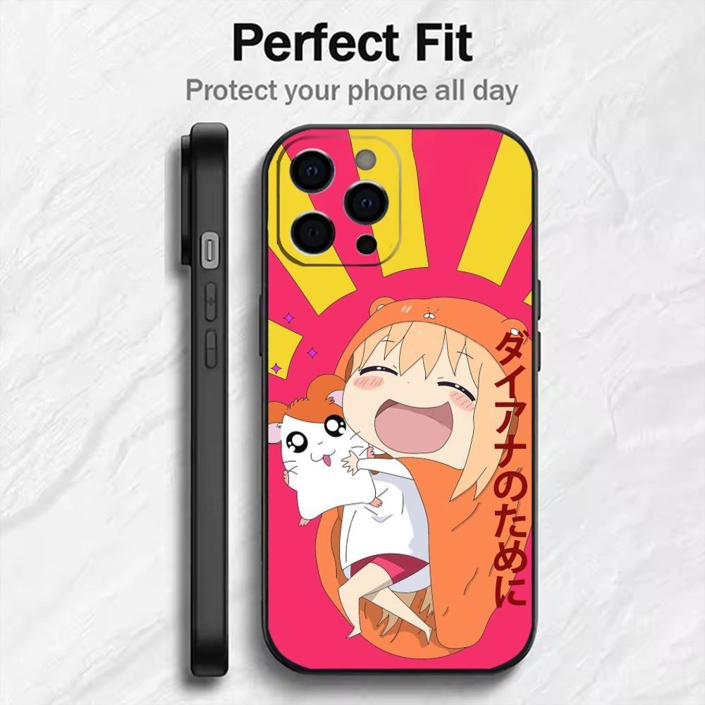 Anime Girl Umaru D-Doma  Phone Case For iPhone17,16,15,14,13,12 Plus,Max Soft Silicone Black Cover