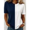 Moda Donna Retro Creativa Mezza Giunzione Stampa Maglietta Divertente Casual Girocollo Maniche Corte Maglietta Estiva Femminile Maglietta