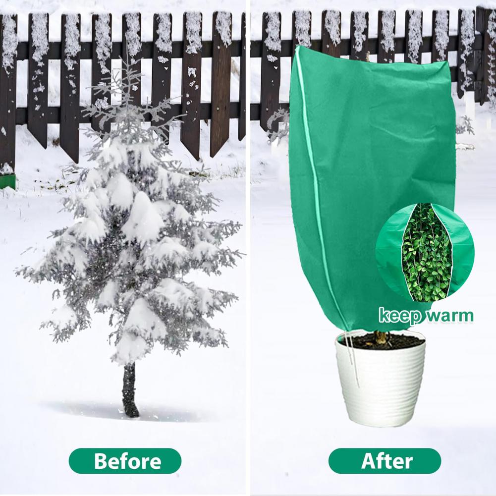 Plant Freeze Protection Cover with Drawstring Zipper Reusable Winter Outdoor Tree Shrubs Potted Plants Frost Protection Bag