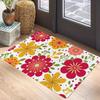 Floral Print Welcome Doormat Non-Slip Machine Washable Carpet for Living Room Bedroom Bathroom Kitchen Laundry Rug