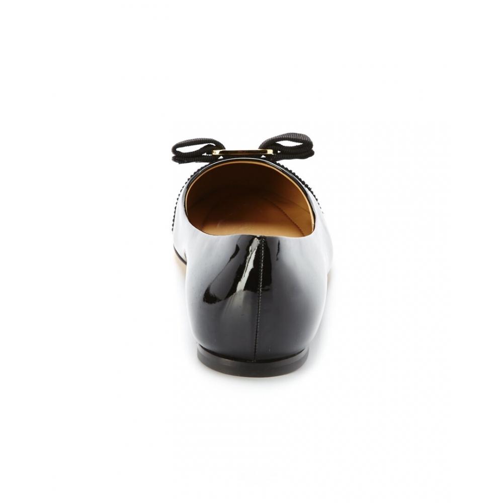 Salvatore Ferragamo Ferragamo Varina Patent Ballet Flat Black