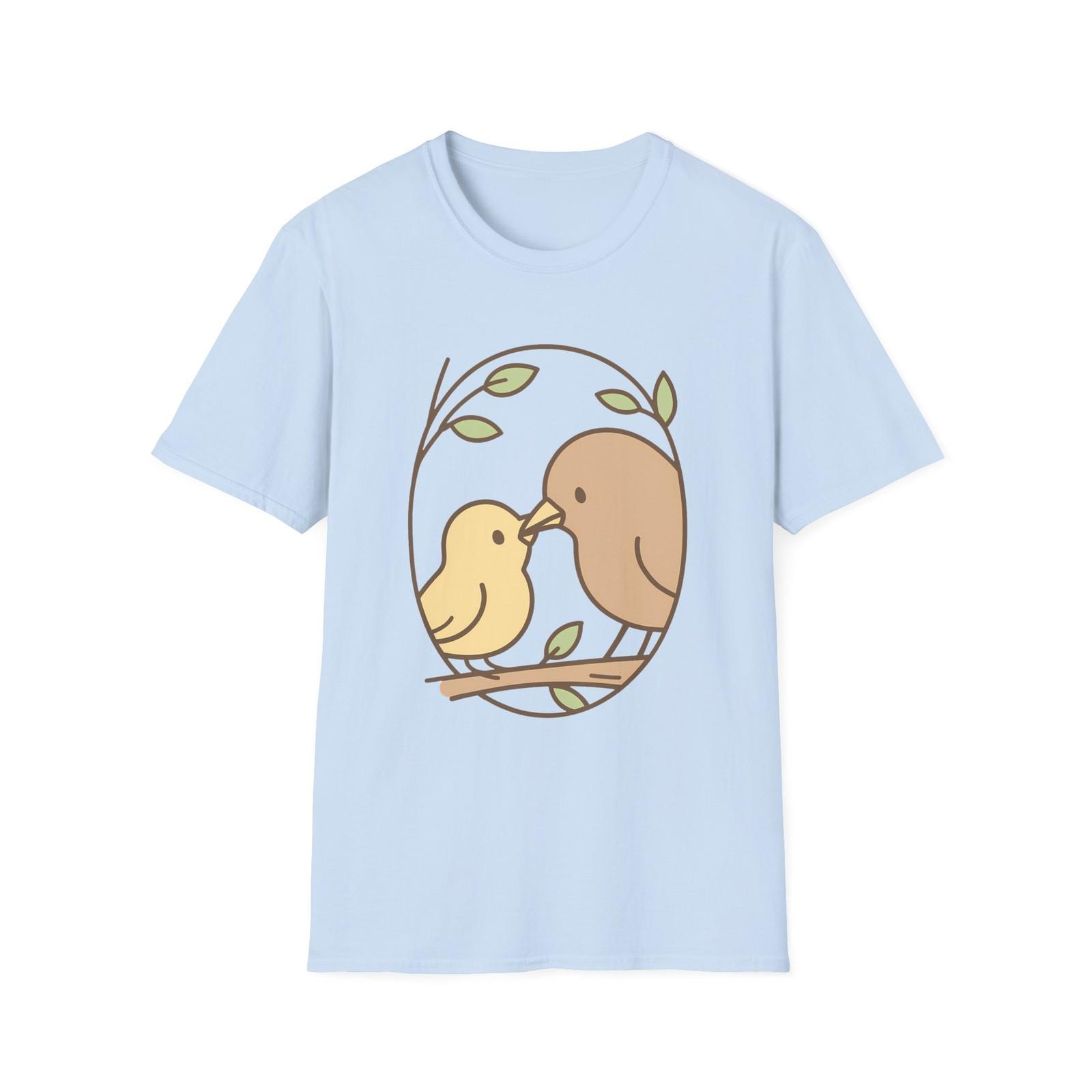 Unisex Softstyle Whimsical Bird T-Shirt Mens Womens Tees Top | Cute Nature XL