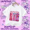 Summer T-shirt casual top with cartoon print, children's pure Polyester short-sleeved K-pop Demon Hunter girl cute sports shirt