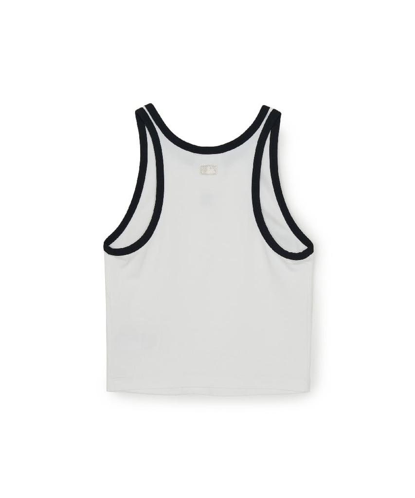 Emelbi Women'S Basic Ringer Crop Sleeveless T-Shirt Ny (White)