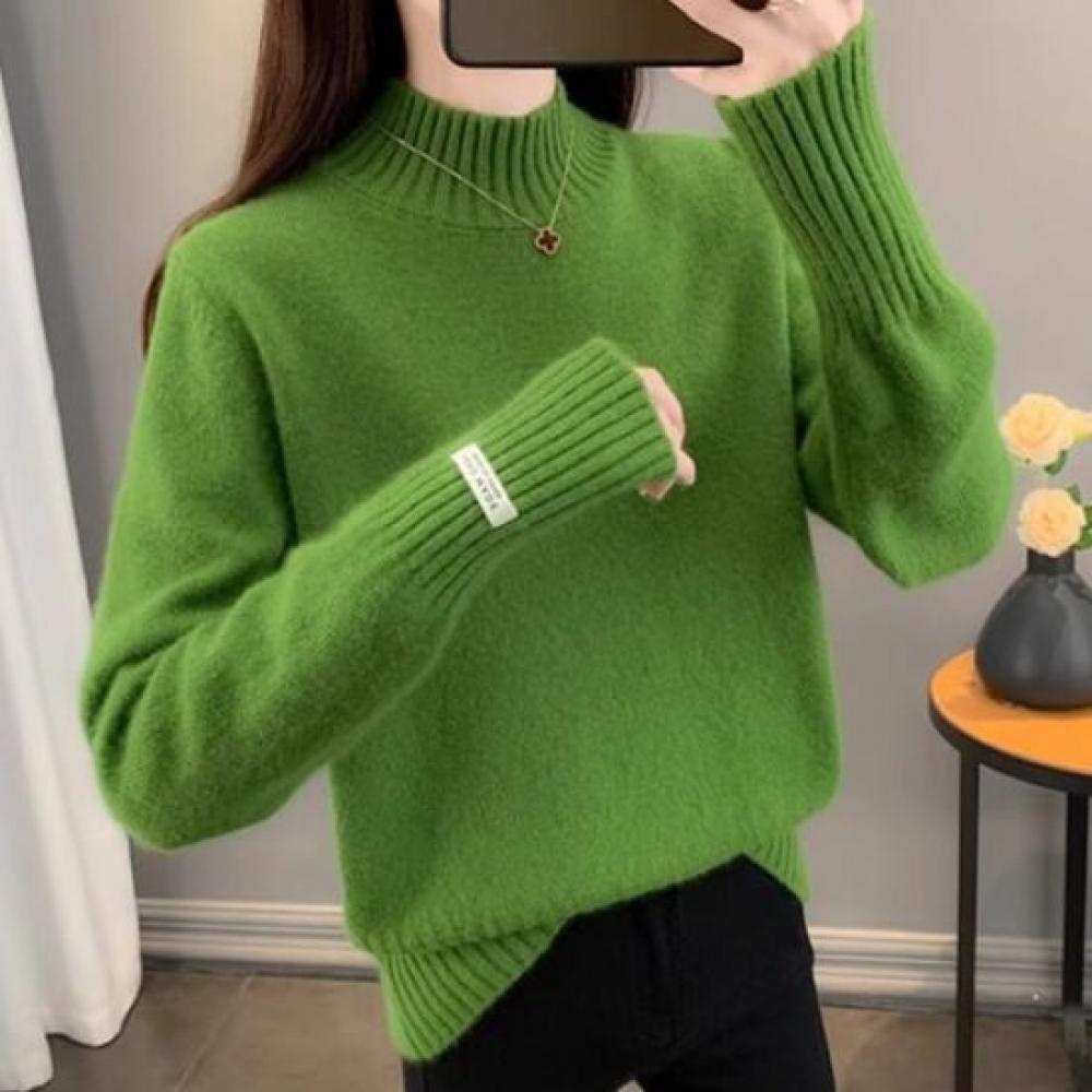 Navava Women Daily Mock Neck Long Sleeve Knit Tee Nk3443
