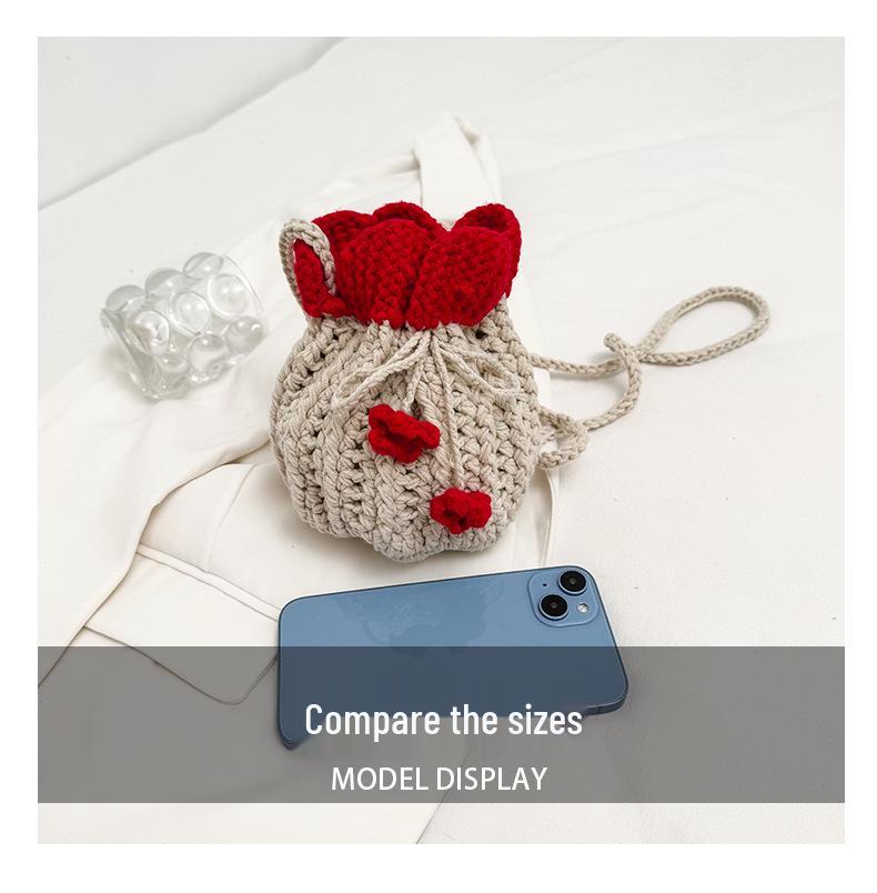 “2025 Women's Wool Knit Mini Bucket Bag - Autumn/Winter Crossbody Shoulder Bag”