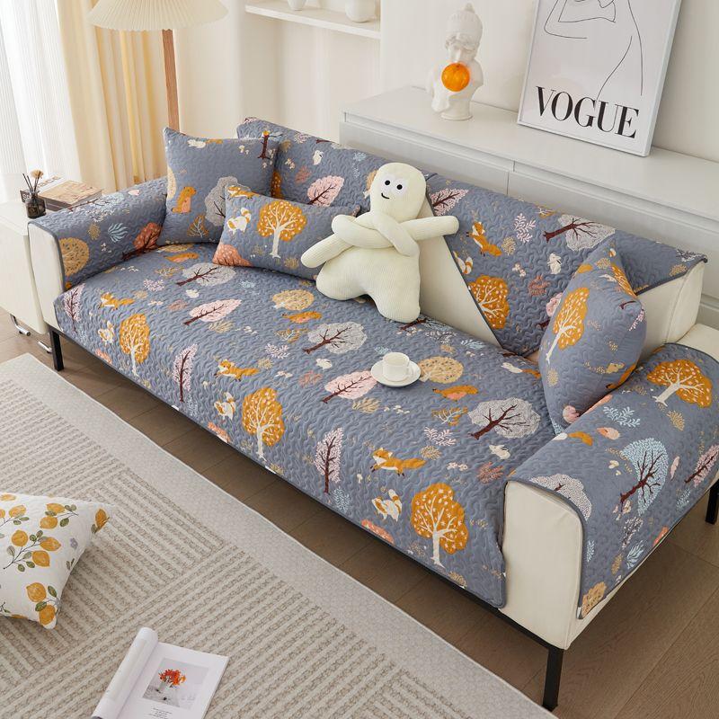 

Sofa Cushion Fabric Cotton All Year Round Neutral Non-Slip Leather Sofa Cushion Cloth Cover Cover 2025 New Arrival Full Cover Cloth Cover Towel Forest Paradise 70 * 70cm
