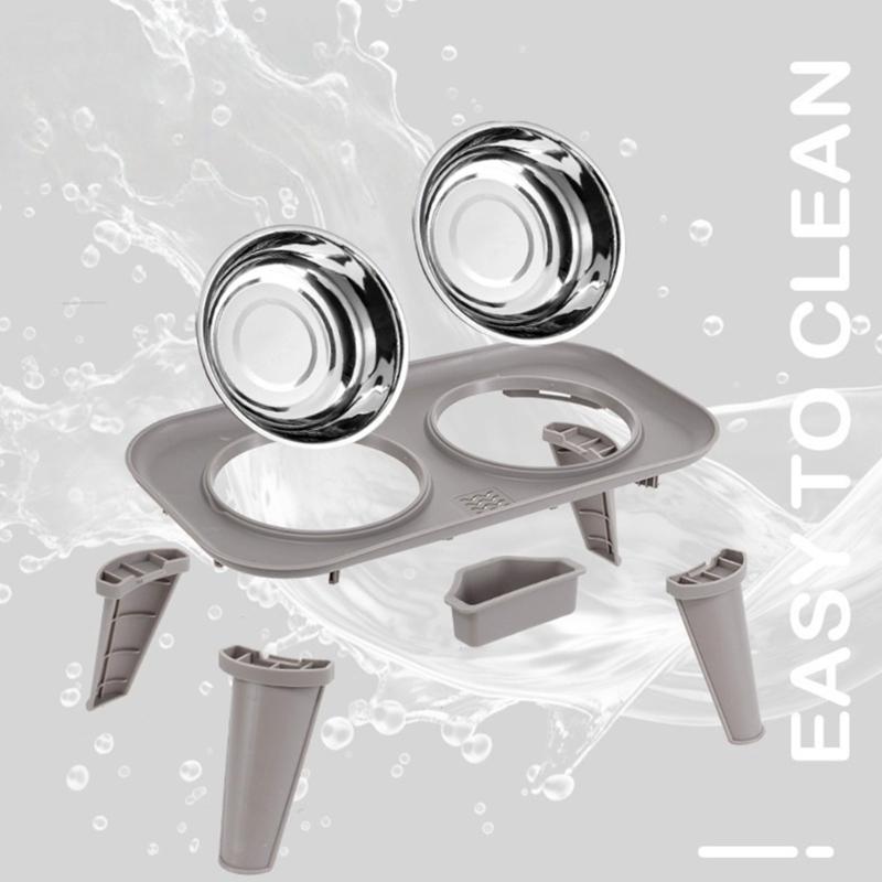 High Neck Relief Dog Dishes Stainless Bowl Durable Elevated Dog Bowl Spill Proof Base For Home Use