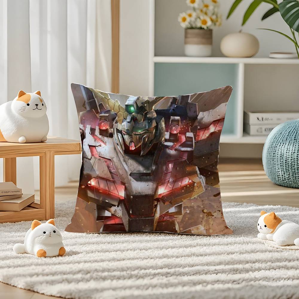Mobile Suit Gundam Sandrock Gundam Anime Plush Pillow Cover Soft Short Plush Cushion Cover For Sofa Bedroom Home Decor Gift