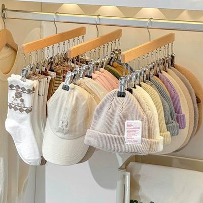 6/10 Clips Huthalter, Haushalt Multifunktionaler Organizer für Mütze Socken Handtuch, Haushalt Holz Hütebügel zur Schrankaufbewahrung