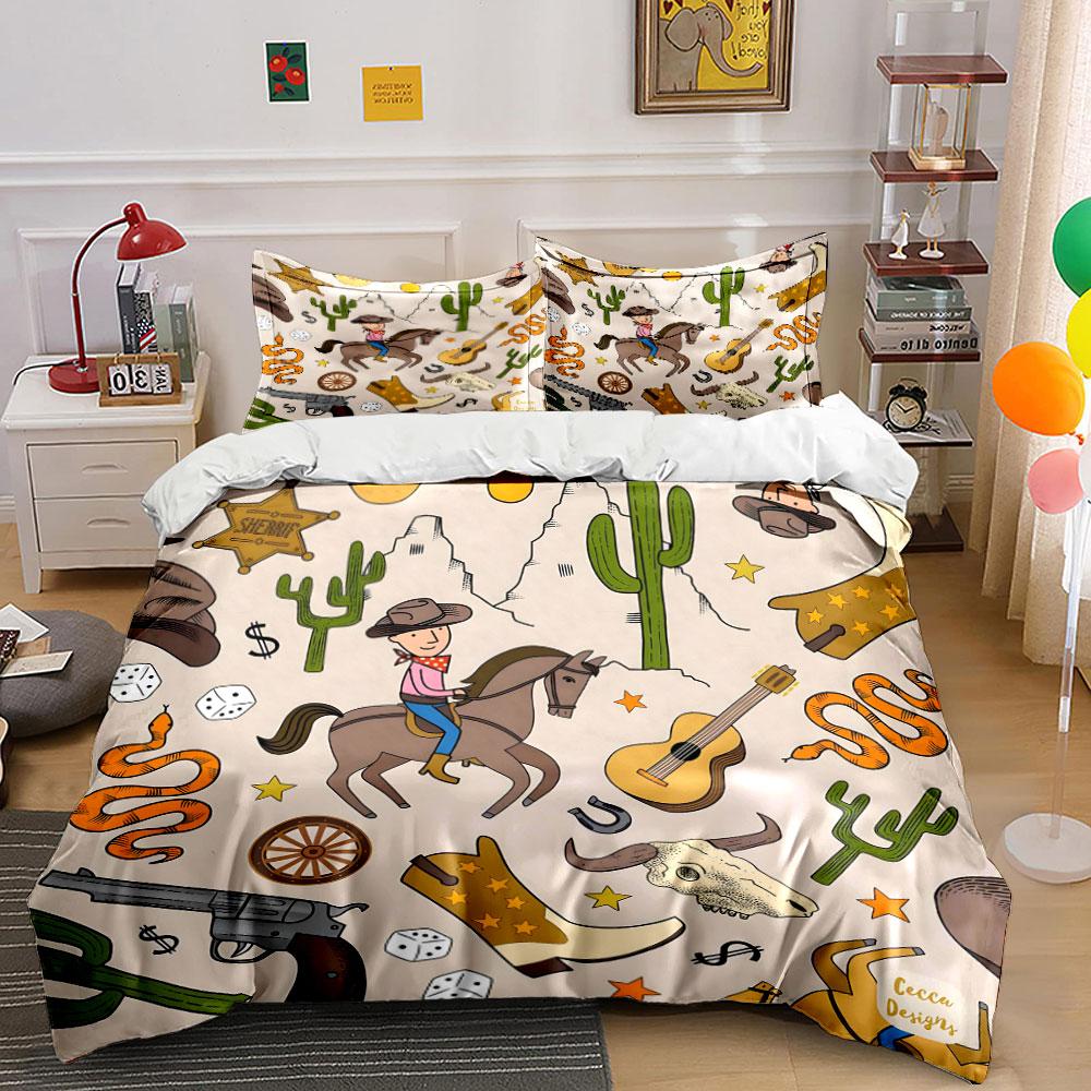 Western-Themed Cowboy Adventure Set Exquisite Three-Piece Bedding Set Gift For Kids And Adults