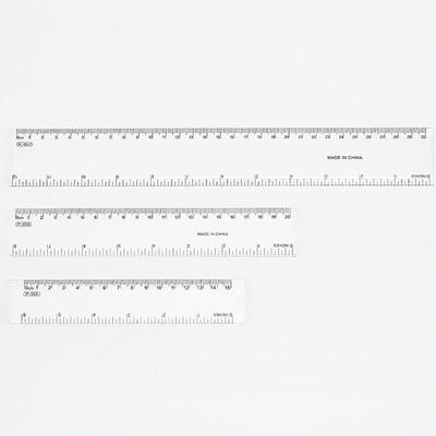 Transparent Plastic Ruler Set - 15/20/30cm Measuring Tools for Students and Office Use